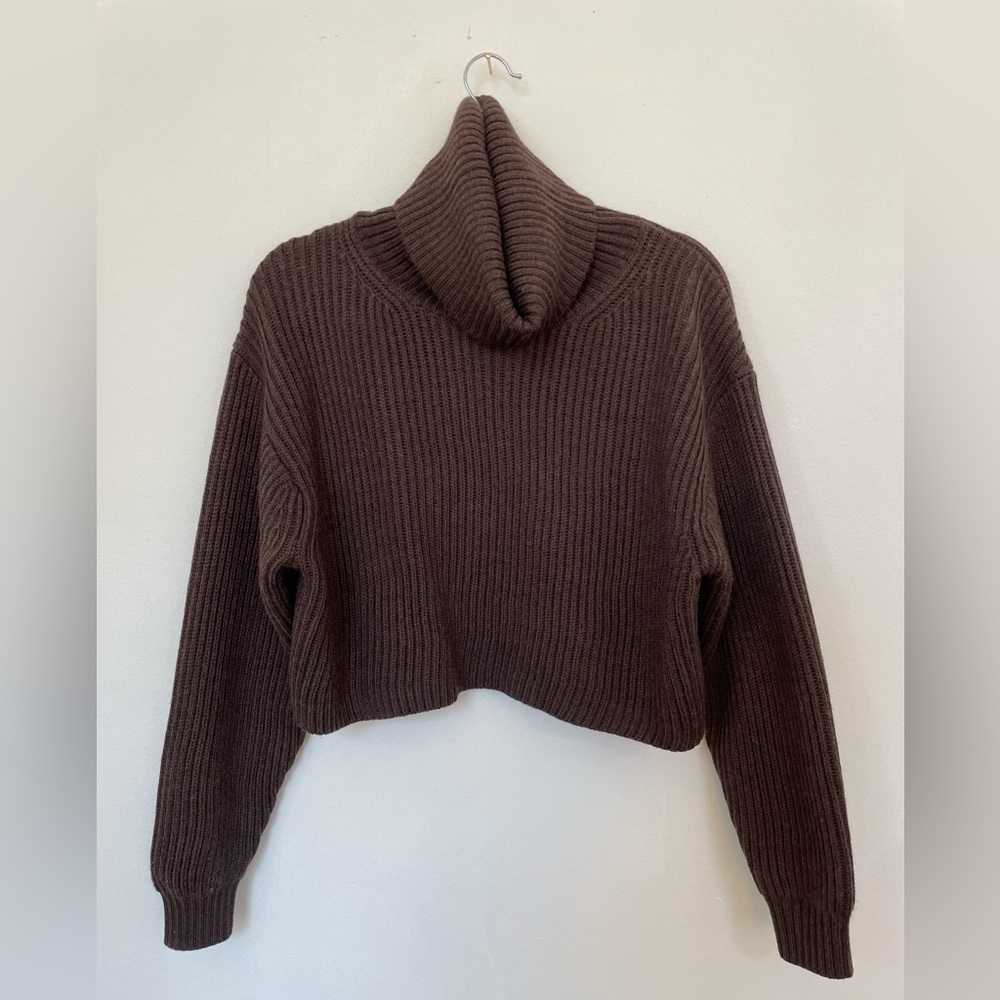 Aritzia - Chunky Mocha Turtleneck Cropped Sweater